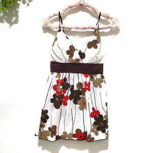 Women's Brown and Floral Spaghetti Strap